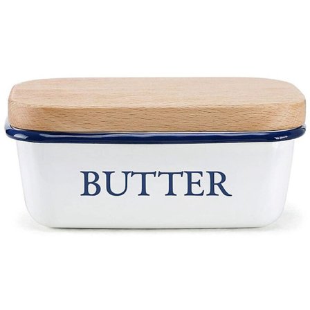 Pohjoismainen tyylinen voirasia puukannella Ruokalautanen Keraaminen juuston säilytysalusta Lautanen Säiliö Keittiövälineelle