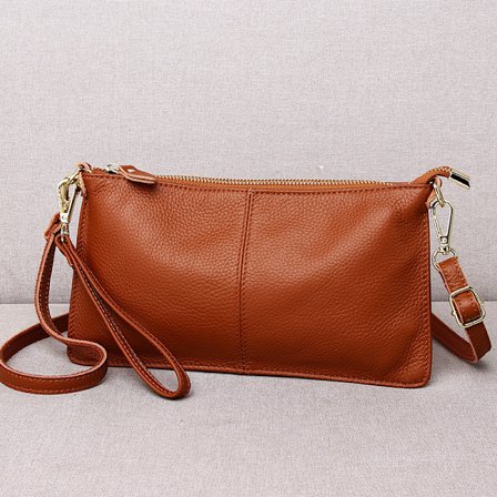 Koppling Väska Handväska Dam Äkta Läder Stor Plånbok med Crossbody Axelkedja