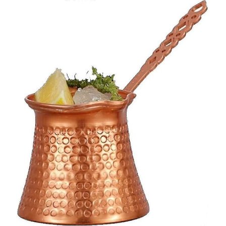 Solid Hamrad Koppar Turkisk Grekisk Arabisk Kaffekanna Spishäll Kaffebryggare Cezve Ibrik Briki Med Handtag