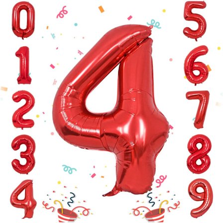 1 st 40 tums stor folieballong för födelsedagsfestdekorationer (röd, 4)