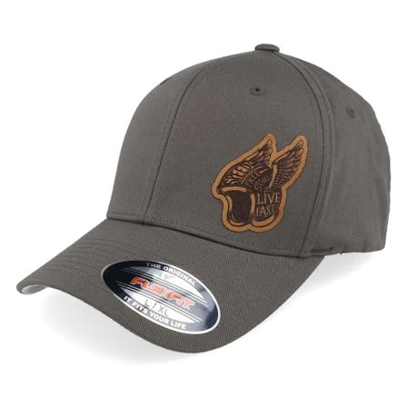 Born To Ride - Grijs flexfit Cap - Live Fast Helmet Brown Patch Dark Grey Flexfit @ Hatstore