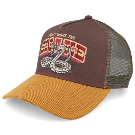 JJ Hats - Brun trucker Kasket - Don‘t Wake The Snake Brown/Honey A-frame Trucker @ Hatstore