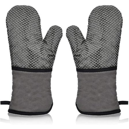 Ovn Handsker - Højeste Kvalitet, Fremstillet af Bomuld - Varmebestandige Bagehandsker - Ekstra Lange og Skridsikre
