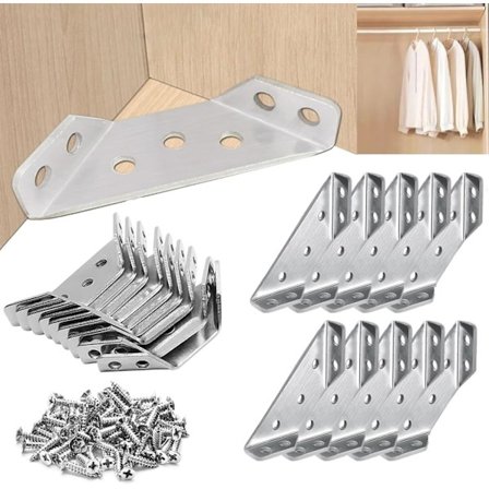 Hjørnebeslag, 20 stk. metallhjørnebeslag, hjørnekobling i rustfritt stål, hjørnefeste i rustfritt stål kompatibel med møbelfiksering og reparasjon