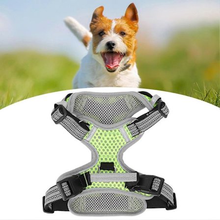 Hundesele Pustende Myk Reflekterende Justerbar Kjæledyr Hundevest med Håndtak Kobbelring for Gåing Løping M (LGL)