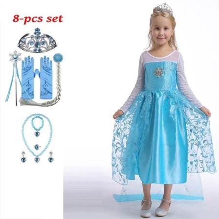 Elsa prinsessamekko +8 lisätarviketta - Perfet LightBlue 100 cm