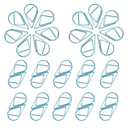 150 metalclips bogmærker, blå vanddråbeformede clips Dråbeformede papirclips til bøger fotos plakater noter memopapir 16 * 25mm