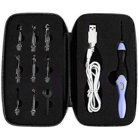 1 Led Hæklenålssæt Med 9 Udskiftelige Hoveder Til Hæklenåle Og Syværktøj (lilla)