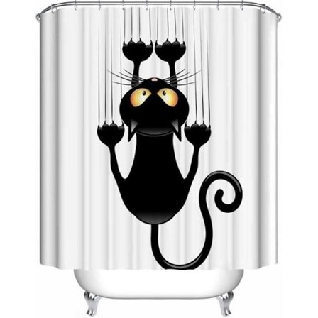 (Svart) Dusjforheng i polyesterstoff 180 x 180 cm - TEMPSA - Svart - Moderne - Design