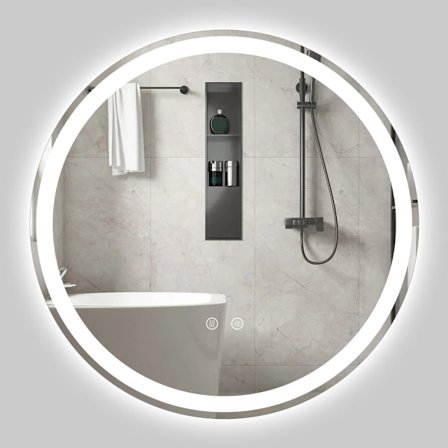 60 cm rundt LED-badeværelsesspejl med justerbar lysstyrke