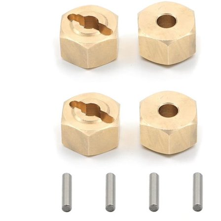 4 stk messing 12mm sekskant hjulnavadapter for Axial UTB18 Capra 1/18 RC Crawler bil oppgraderingsdeler tilbehør