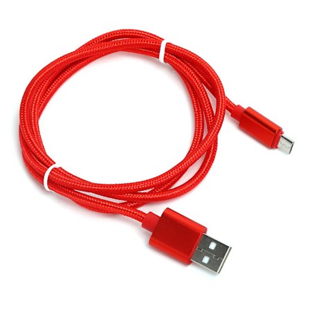 1M Kraftigt Flettet USB Opladerkabel Data Synkroniseringskabel Ledning Rød Micro USB