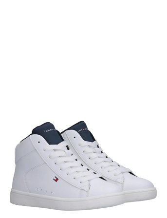 Tommy Hilfiger Tommy Hilfiger High Top Lace Up Sneakers Faux Leather - White - 32/21CM