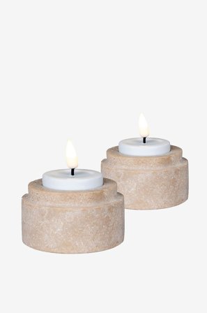 House Nordic - Lysestage sæt med 2 - Beige - Lysestager & lanterner - Fra Homeroom