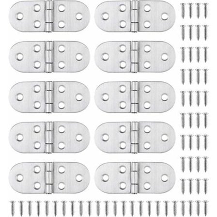 10 stk. Rustfritt Stål Hengsler og Skruer, Enkel og Sterk Montering, for Klaffbord, Skapdør, Luker, Båtvind