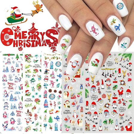 1200+ Kuviota Joulu Kynsi Tarrat - 3d Itseliimautuvat Lumihiutale Kynsi Taide Tarrat Tarrat Joulupukki Kello Joulukuusi Kynsi Suunnittelu Jouluun