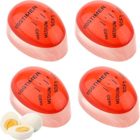 4-pack Äggtimer Äggkokare Värmekänslig Färgändrande Äggklocka för Matlagning Äggtimer Kontroll Mjuka Hårdkokta Ägg (Röd)