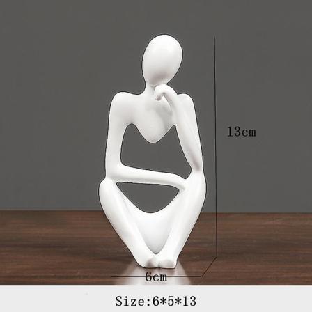 Sindax Thinker Skulpturer Figurer Abstrakt figur Skulptur Figurin Harts Handgjord staty Heminredning Skrivbordsdekorationer white B