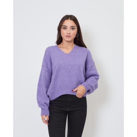 Hugo Boss V-neck Strik Lilla, Dame Striktrøjer, Størrelse: XL