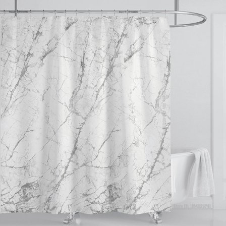 Marmor Vattentätt Duschdraperi med Krokar, Tryckt Tvättbart Duschdraperi, Heminredning, B180xH220cm
