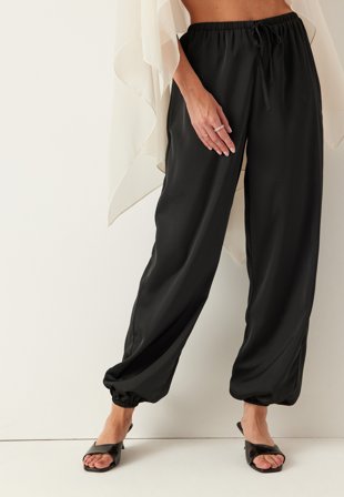 BUBBLEROOM - Satin Balloon Trousers - Black