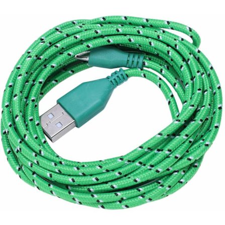 Universell Mini USB Nylon Net Armor Datakabel / 10FT för Galaxy S6 Grön