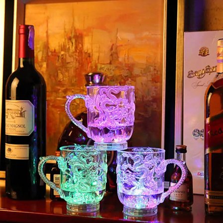 LED Flash Magic Color Changing Dragon Cup Water Activated Light-Up Beer Coffee Milk Tea Wine Whisky Bar Mug Travel Gift