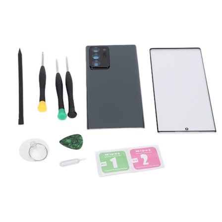 Mobiltelefon Bakre Glas Skal Framsida Yttre Lins Glas Skärm Ersättningsset för Samsung Note 20 Ultra 5G Svart