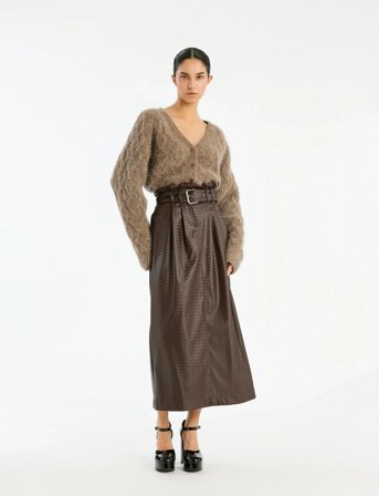 ROTATE Birger Christensen Fluffy Knit Cardigan - Brown - L