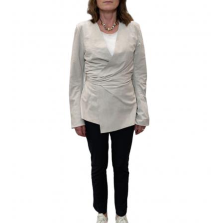 Rick Owens Veste Cuir Wrap Jkt Oyster Dust Grå, Dame Bluser