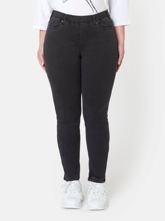 CISO - Sofia 7/8 Stræk Jeans - Vasket Sort - Curvy Slim Fit / Elastik i Taljen