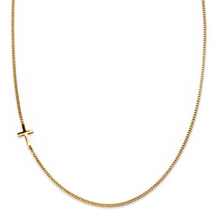 New Classics | 2mm Gold-Tone Stainless Steel Curb Chain Cross Necklace for Men - Chain necklaces