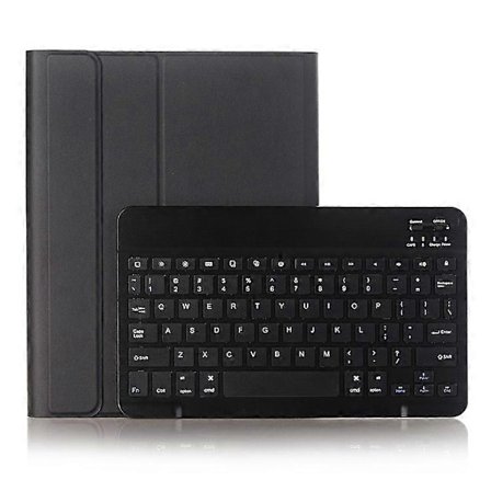 2-i-1 Bluetooth-tastatur med aftagelig læderstand, beskyttelsescover og penholder, kompatibel med iPad Pro 10,5 tommer (2017)