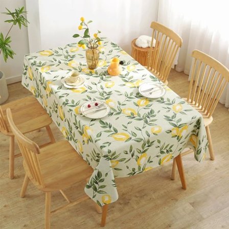 Vintage Citron Print PVC Dug Vaskbar Vandtæt Gul Køkken Picnic Indretning