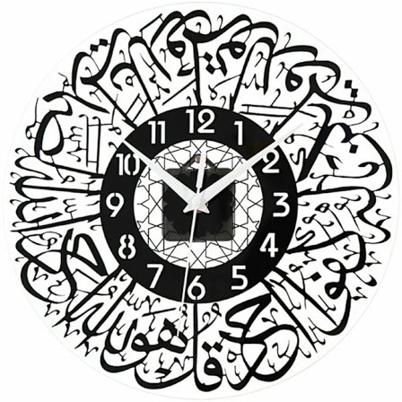 Akryyli pyöreä moderni keittiön seinäkello digitaalinen kvartsi musta 12 tuumaa