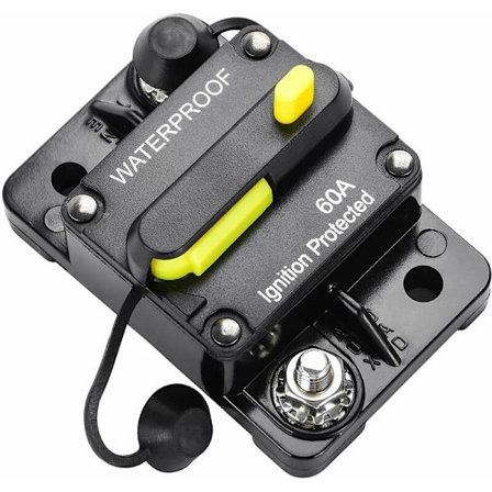 Kretsbryter 60A Inline Inverter Sikring med Manuell Tilbakestilling for Bil Audio RV 12V-48V DC Vanntett (Overflate)