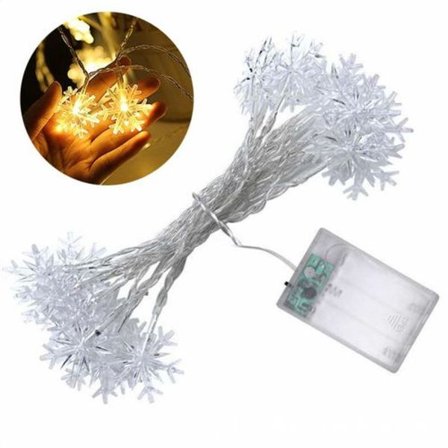 Snöflinga Fe-ljus, 6M 40 st LED Batteridrivna Fe-ljus,