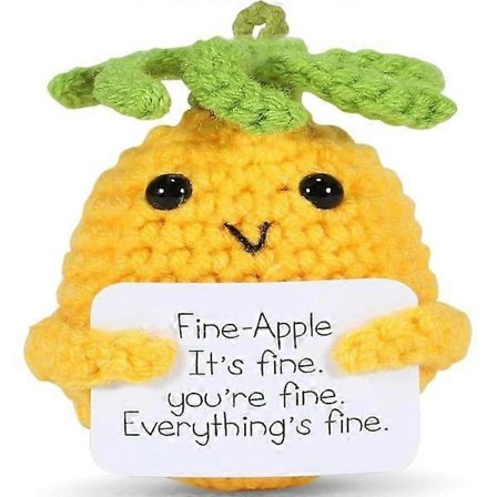 Ananas for emosjonell støtte, gaver til kvinner, 8 cm positiv ananas håndlaget søt strikket heklet dukke, lykkeamulett, morsom avskjed[D]