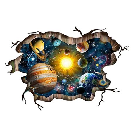 3D Knust Blå Kosmisk Galakse Vægdekorationer, Magiske Mælkevejs Ydre Rum Vægmærkater, Stjerner og Solsystem Tapet kompatibelt Børn Drenge Fl