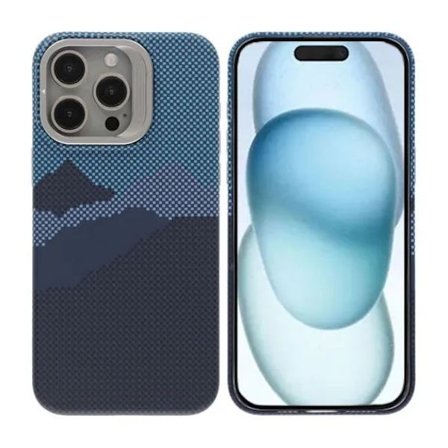 iPhone 15 Pro Max Skal med Magsafe och Utfällbart Stativ - Berg Blå