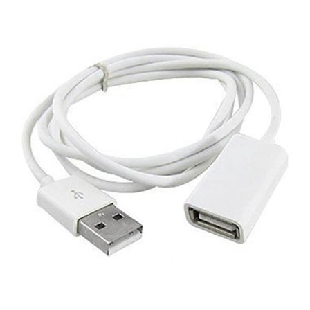 Vit PVC Metall USB 2.0 Hane till Hona Förlängningsadapter Kabel Sladd 1m 3Ft