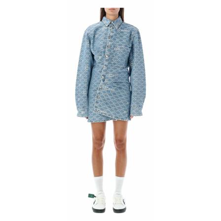 Off White Shirt Kjole Blå, Dame