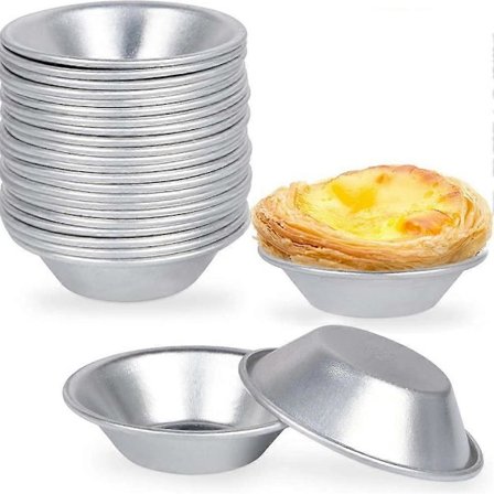 25-pak Æggetærteforme, genanvendelige non-stick æggetærtekopper i aluminium, bageform til æggetærter, creme, quiche, bagværk