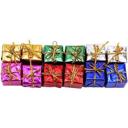 12 st Mini Laser Presentask Julgranshänge för Högtidsbröllopsfestdekoration