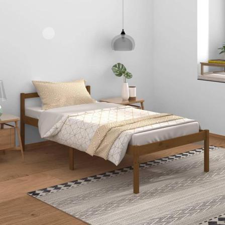 Vidaxl Sängram Honungsbrun Massiv Furu 100x200 Cm Brun