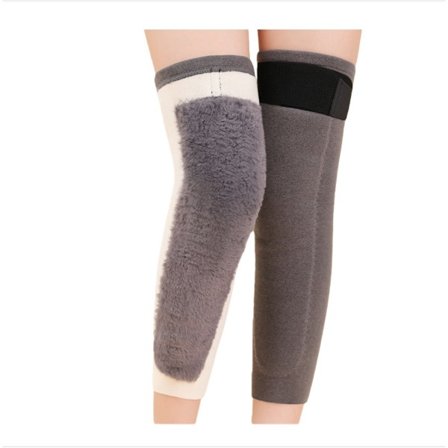 Ældre Varme Knæbeskyttere til Kolde Ben - Kaninpels, Bandagedesign, Justerbar Støtte Gray XL