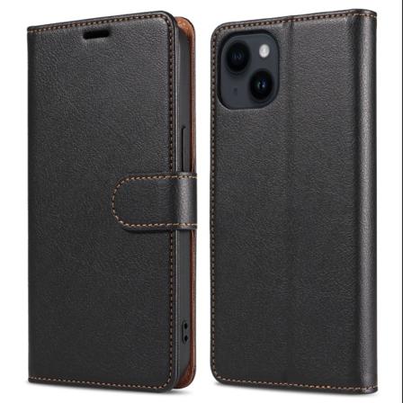 Retro Crazy Horse Taske til iPhone 15 Pro Telefontaskestativ Black