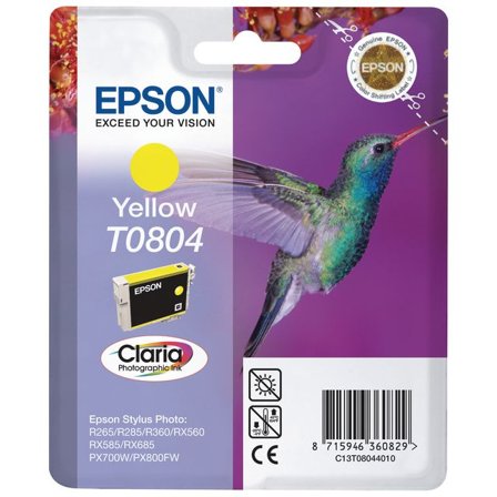 Epson Bläckpatron T0804, C13T08044010, Hummingbird, Claria Photographic-bläck, gul, singelförpackning - Lyreco - Toner och bläck - Bläckpatroner - 