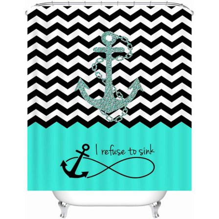 Mögelbeständig och vattentät randig duschdraperi med 12