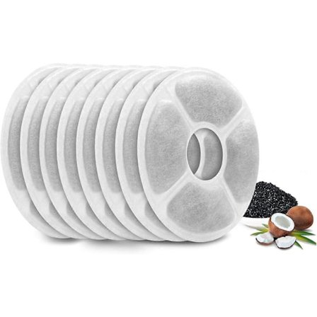 8 Filter för Katt Hund Fontän, Kattfontänfilter, Ersättningsfilter för Djurfontän med Harts och Aktivt Kol